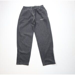 Vtg 90s Perry Ellis Mens Large Faded Spell Out Wide Leg Fleece Sweatpants Gray